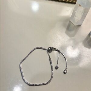 Sterling Silver Adjustable Light Pink Stone Bracelet